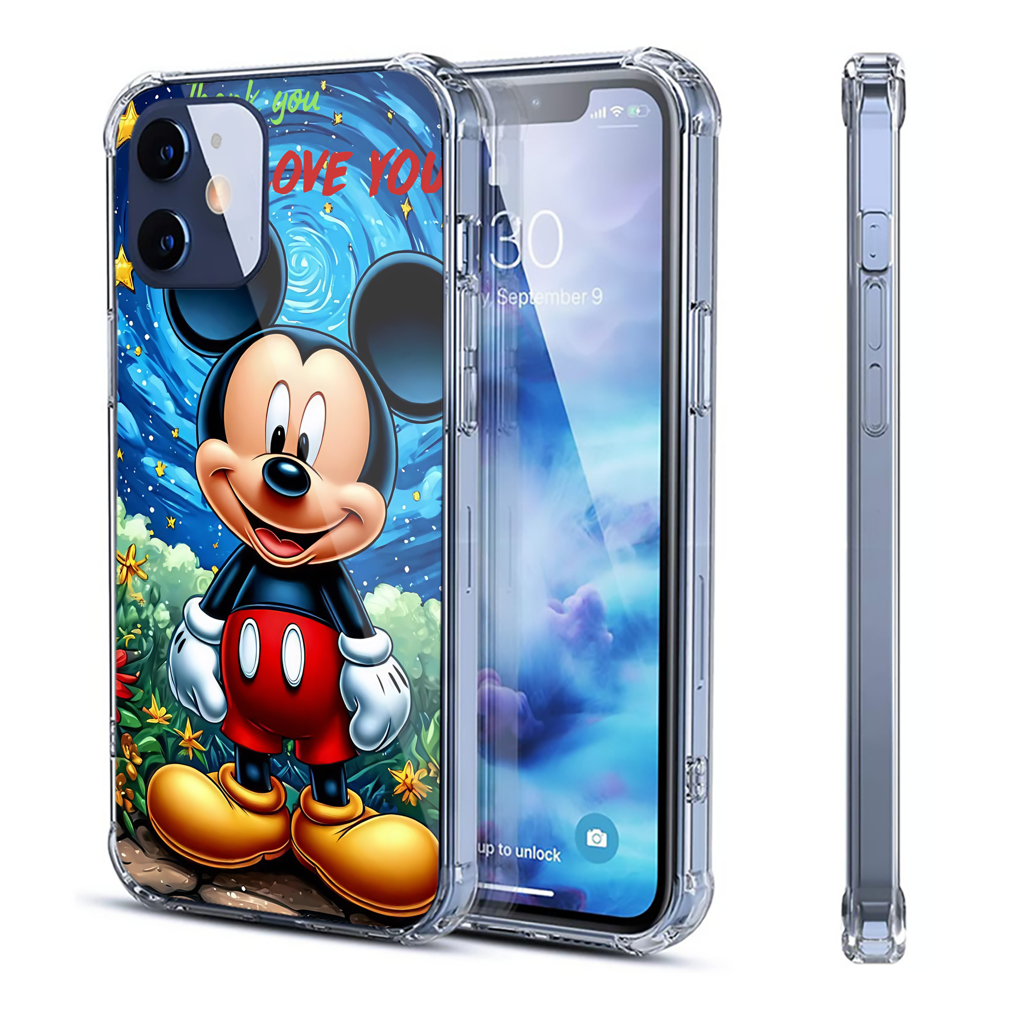 （画像用） ミッキーマウス Mickey Mouse 【iPhone 12シリーズ対応】透明スマホケース（クリアソフトケース）